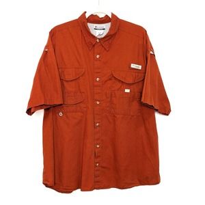 Columbia PFG Shirt Mens XL Button Fishing Outdoor Vented Short Sleeve Orange